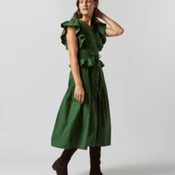 ULLA JOHNSON Florence Dress In Juniper -Chicorya Sales S72362 1162