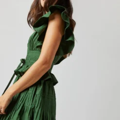 ULLA JOHNSON Florence Dress In Juniper -Chicorya Sales S72362 1192