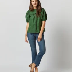 ULLA JOHNSON Adeline Top In Juniper -Chicorya Sales S72363 2501