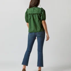 ULLA JOHNSON Adeline Top In Juniper -Chicorya Sales S72363 2524