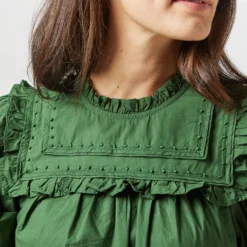 ULLA JOHNSON Adeline Top In Juniper -Chicorya Sales S72363 2572