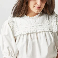 ULLA JOHNSON Adeline Top In Pristine 10 ULLA JOHNSON Adeline Top In Pristine -Chicorya Sales S72364 3091