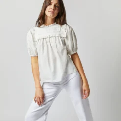 ULLA JOHNSON Adeline Top In Pristine 13 ULLA JOHNSON Adeline Top In Pristine -Chicorya Sales S72364 3104