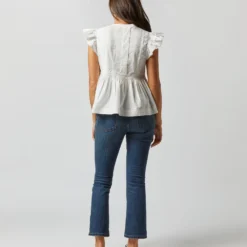 ULLA JOHNSON Luise Top In Pristine -Chicorya Sales S72365 2637