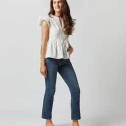 ULLA JOHNSON Luise Top In Pristine -Chicorya Sales S72365 2648