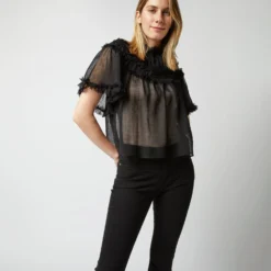 ULLA JOHNSON Zuri Top In Noir 14 ULLA JOHNSON Zuri Top In Noir -Chicorya Sales S72849 1349