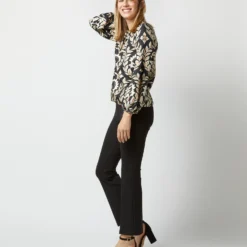 Charming Top In Ghirlanda Black Silk Twill 11 Charming Top In Ghirlanda Black Silk Twill -Chicorya Sales S72952 1532