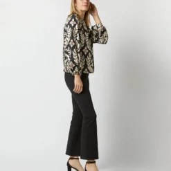 Charming Top In Ghirlanda Black Silk Twill 10 Charming Top In Ghirlanda Black Silk Twill -Chicorya Sales S72952 1560