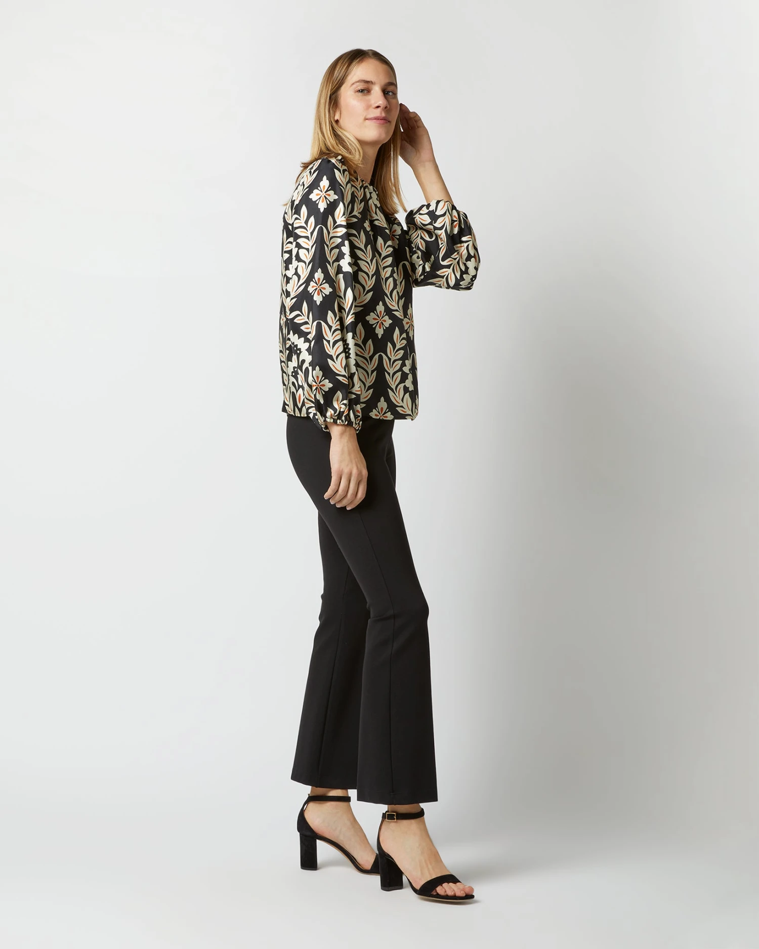 Charming Top In Ghirlanda Black Silk Twill 5 Charming Top In Ghirlanda Black Silk Twill - Image 3