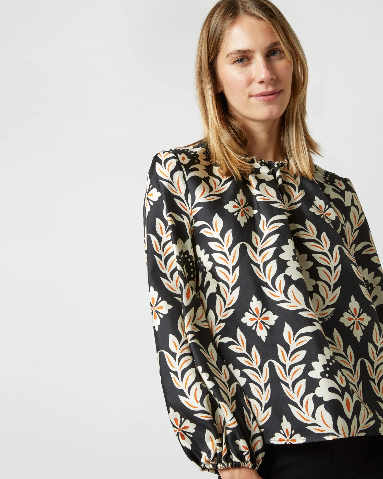 Charming Top In Ghirlanda Black Silk Twill 4 Charming Top In Ghirlanda Black Silk Twill - Image 2