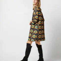 Short Artemis Dress In Daisychain Black Faille -Chicorya Sales S72957 310