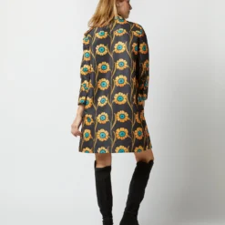 Short Artemis Dress In Daisychain Black Faille -Chicorya Sales S72957 324