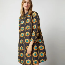 Short Artemis Dress In Daisychain Black Faille -Chicorya Sales S72957 378