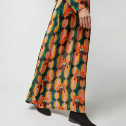 Long Sleeve Swing Dress In Arcturus Blue Petrol Velvet Devoré -Chicorya Sales S72958 268