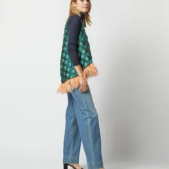 La Scala Top In Winter Sun Emerald Jacquard -Chicorya Sales S72960 1062