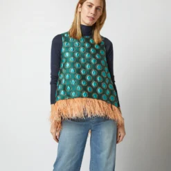 La Scala Top In Winter Sun Emerald Jacquard -Chicorya Sales S72960 1085