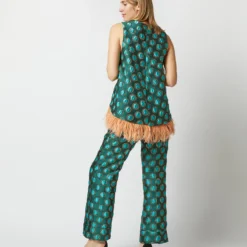 La Scala Top In Winter Sun Emerald Jacquard -Chicorya Sales S72960 952