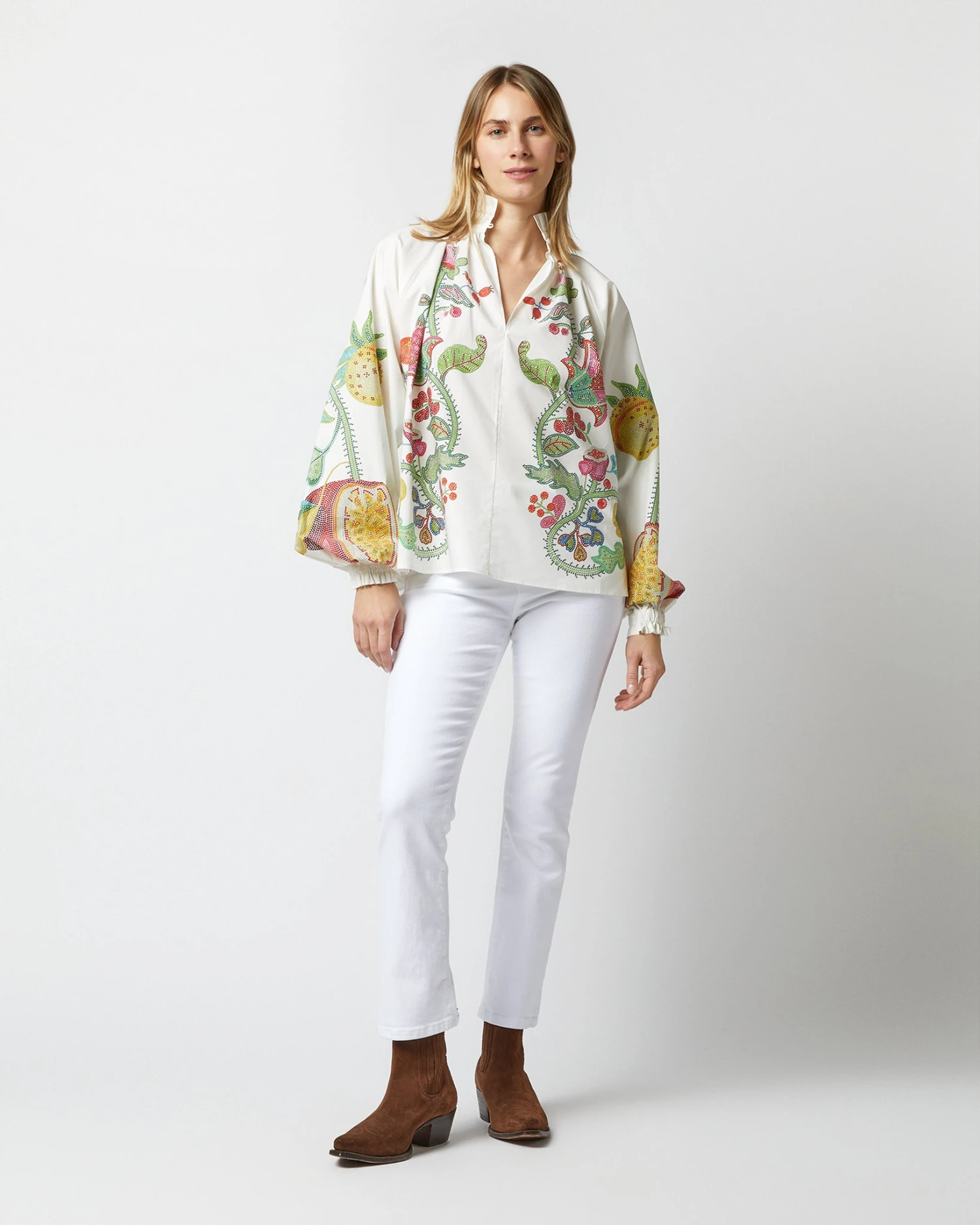 Cerere Blouse In Grenadilla Off White Cotton Popeline 3 Cerere Blouse In Grenadilla Off White Cotton Popeline