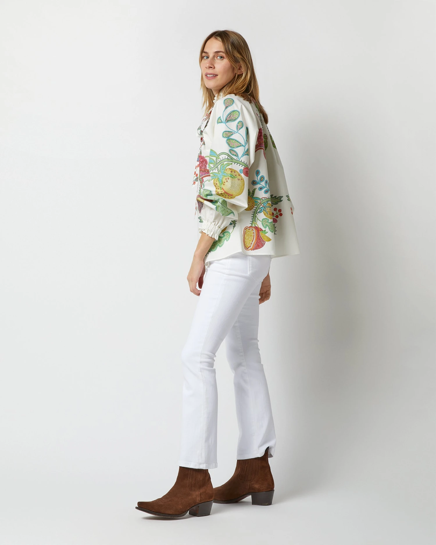 Cerere Blouse In Grenadilla Off White Cotton Popeline 5 Cerere Blouse In Grenadilla Off White Cotton Popeline - Image 3