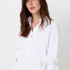 Tomboy Popover Shirt In White Poplin -Chicorya Sales S8479 7