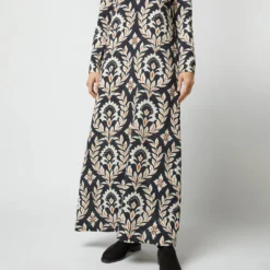 Long Sleeve Swing Dress In Ghirlanda Black Sablé -Chicorya Sales s72951 141