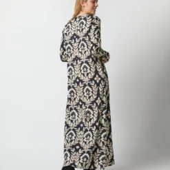 Long Sleeve Swing Dress In Ghirlanda Black Sablé -Chicorya Sales s72951 83